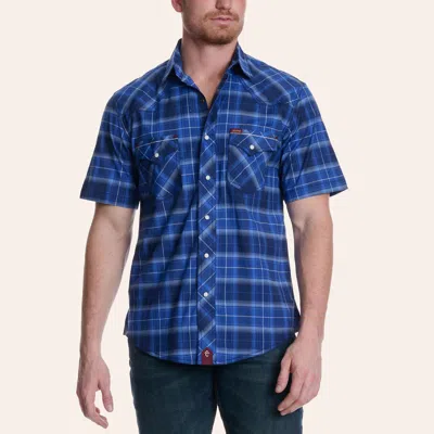 Rafter C Red Dirt Men's Blue Plaid Print Pearl Snap Western Shirt