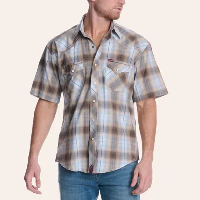 Rafter C Red Dirt Men's Gray & Blue Plaid Print Pearl Snap Western Shirt