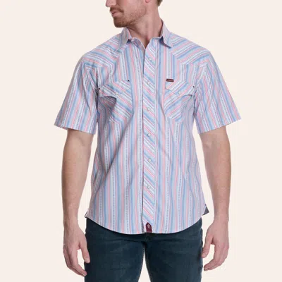 Rafter C Red Dirt Men's Red & Blue Stripe Print Pearl Snap Western Shirt In Multi