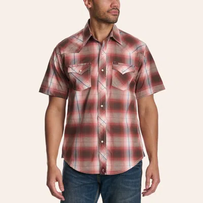 Rafter C Red Dirt Men's Rust Plaid Print Pearl Snap Western Shirt In Brown