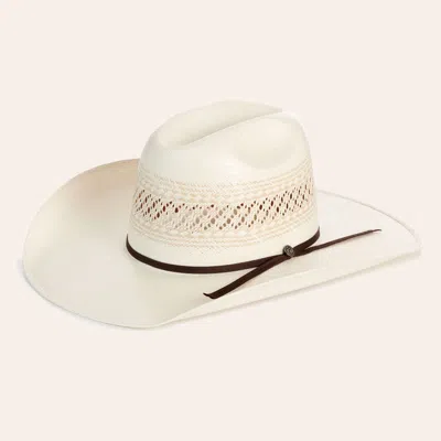 Rafter C Shantung Ivory Vented Cattleman Crown Straw Cowboy Hat In White