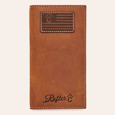 Rafter C Tan Flag Patch Leather Rodeo Wallet In Brown
