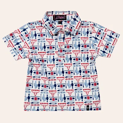Rafter C Babies' Toddler Boys' White Aztec Desert Print Pearl Snap Polo Shirt