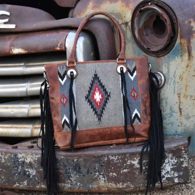 Rafter T Ranch Co. Women's Around The Campfire Tote Bag* In Grey, Red In Multi