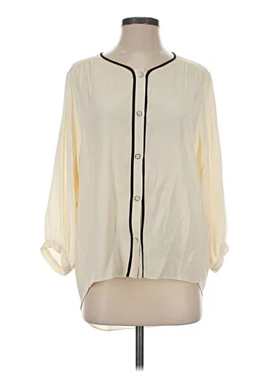 Pre-owned Rag & Bone 3/4 Sleeve Silk Top Ivory Keyhole Neckline Tops In White