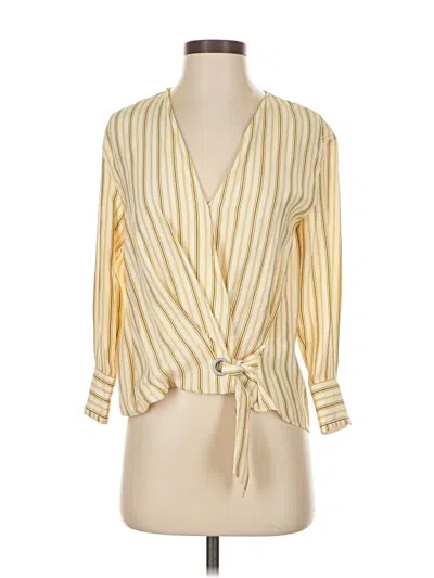 Pre-owned Rag & Bone 3/4 Sleeve Silk Top Yellow Plunge Neckline Tops
