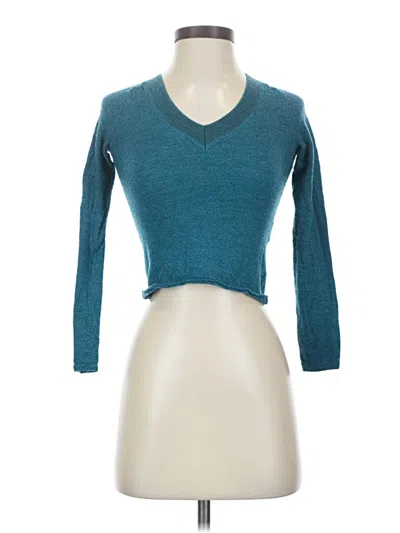 Pre-owned Rag & Bone 3/4 Sleeve Top Teal Sweetheart Neckline Tops In Blue