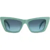 Rag & Bone 53mm Cat Eye Sunglasses In Green/gray Shaded Green