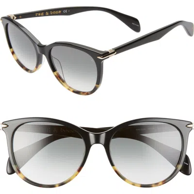 Rag & Bone 54mm Polarized Round Sunglasses In Black Havana/ Grey Green