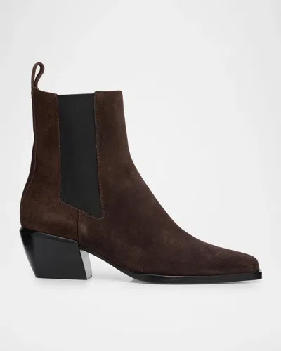 Rag & Bone 55mm Joni Suede Chelsea Boots In Dark Choco