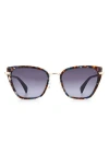 Rag & Bone 56mm Gradient Cat Eye Sunglasses In Blue Havana/grey Shaded