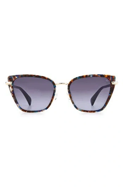 Rag & Bone 56mm Gradient Cat Eye Sunglasses In Blue Havana/grey Shaded