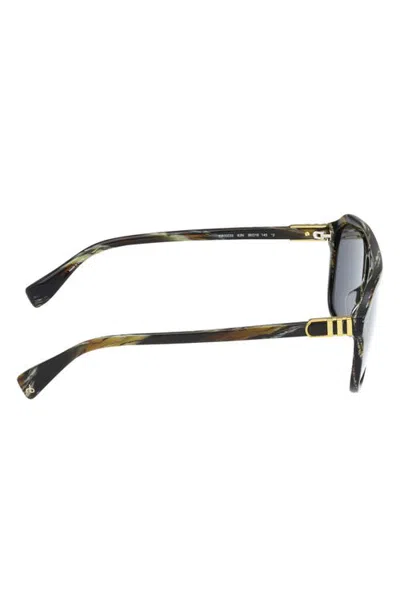 Rag & Bone 56mm Pilot Sunglasses In Shiny Black Dark Brown Horn Gr