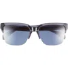Rag & Bone 58mm Half Rim Square Sunglasses
