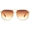 Rag & Bone 58mm Rectangular Sunglasses In Gold