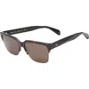 Rag & Bone 58mm Square Half Rim Sunglasses In Brown