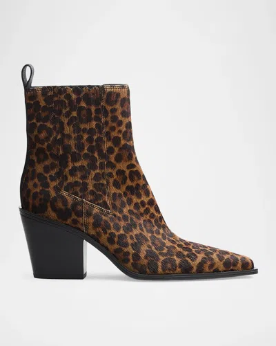 Rag & Bone 75mm Newbury Leopard Calf Hair Chelsea Boots In Brown