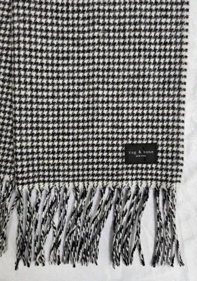 Rag & Bone Addison Heritage Skinny Recycled Scarf In Black/ White