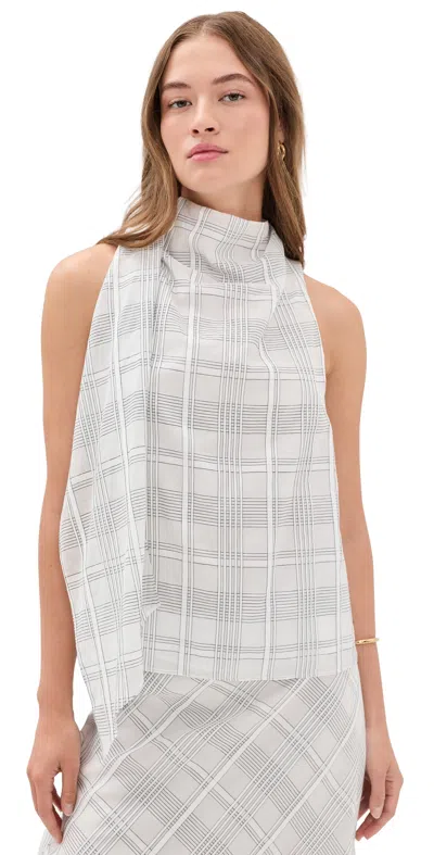 Rag & Bone Adela Plaid Top White Plaid In Gray
