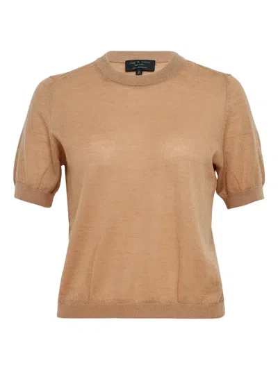 Rag & Bone Adeline Puff-sleeve T-shirt In Brown