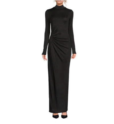 Rag & Bone Agnes Ruched A-line Turtleneck Maxi Dress In Black