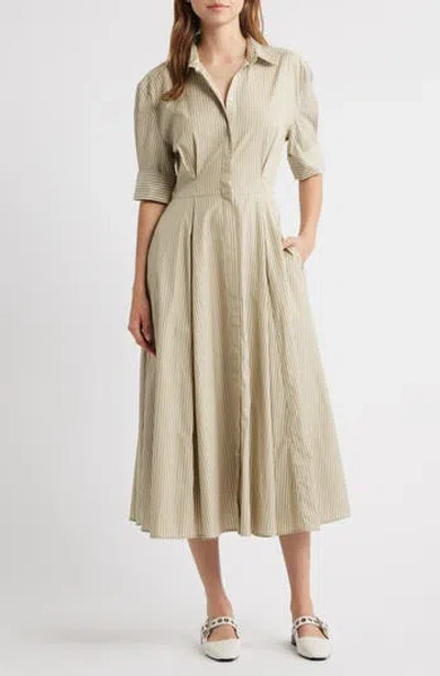 Rag & Bone Aiden Stripe Poplin Maxi Shirtdress In Brown