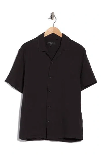 Rag & Bone Alan Cotton Gauze Camp Shirt In Black