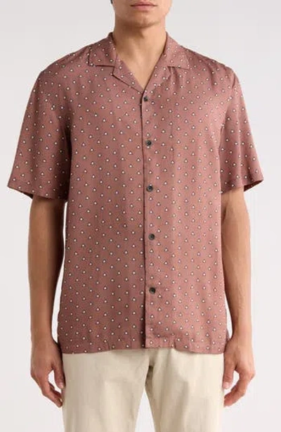 Rag & Bone Alan Geo Print Camp Shirt In Brown