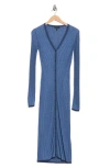 Rag & Bone Alexis Long Sleeve Ribbed Button-up Sweater Dress In Blue