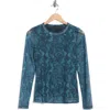 Rag & Bone Aliyah Long Sleeve Mesh Top In Green