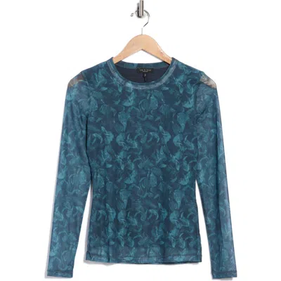 Rag & Bone Aliyah Long Sleeve Mesh Top In Green