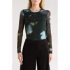 Rag & Bone Aliyah Long Sleeve Mesh Top In Multi