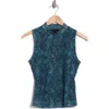 Rag & Bone Aliyah Mock Neck Sleeveless Mesh Top In Green