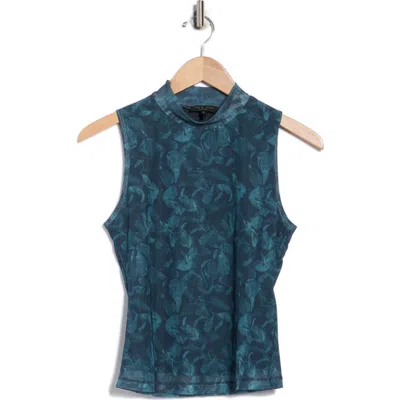 Rag & Bone Aliyah Mock Neck Sleeveless Mesh Top In Green
