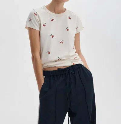Rag & Bone All Over Cherry Short Sleeve Tee In White In Animal Print