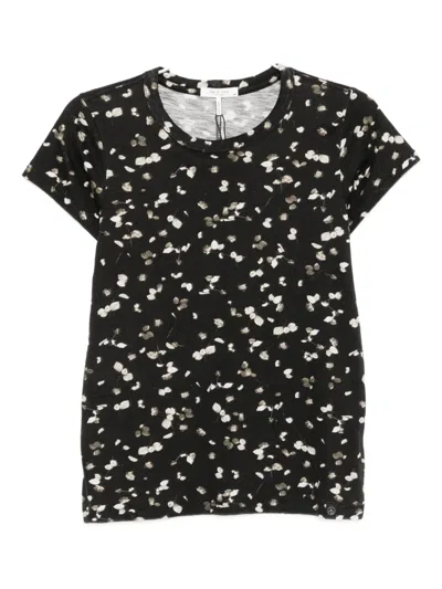 Rag & Bone All-over Floral Print T-shirt In Black