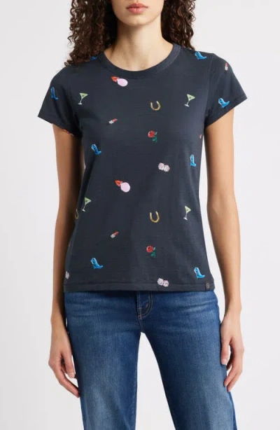 Rag & Bone Allover Print Short Sleeve Cotton T-shirt In Blue