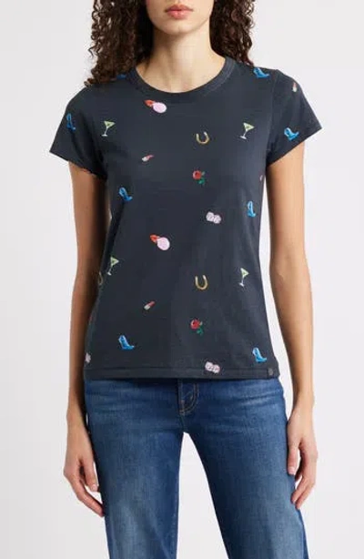 Rag & Bone Allover Print Short Sleeve Cotton T-shirt In Blue