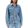 Rag & Bone Womens Ithca Amy Drawstring-waist Denim Jacket In Blue