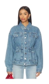 Rag & Bone Womens Ithca Amy Drawstring-waist Denim Jacket In Blue