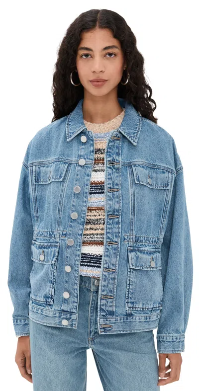 RAG & BONE AMY CINCHED DENIM TRUCKER JACKET ITHCA