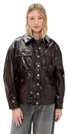 Rag & Bone Amy Faux Patent Leather Jacket Brown In Brown