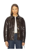 Rag & Bone Amy Faux Patent Leather Jacket In Brown