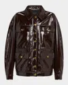 Rag & Bone Amy Faux Patent Leather Jacket In Brown
