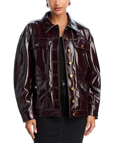 Rag & Bone Amy Faux Patent Leather Jacket In Brown