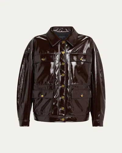 Rag & Bone Amy Faux Patent Leather Jacket In Burgundy
