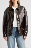 Rag & Bone Amy Faux Patent Leather Jacket In Burgundy