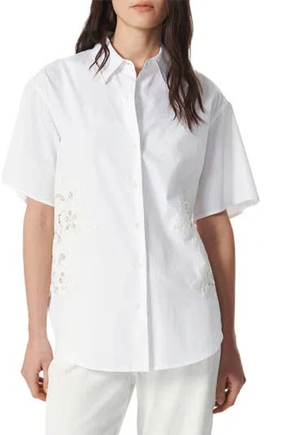 Rag & Bone Amy Lace Short Sleeve Button-up Shirt In White Lace