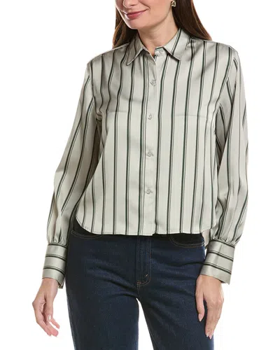 Rag & Bone Andre Striped Satin Shirt In Green