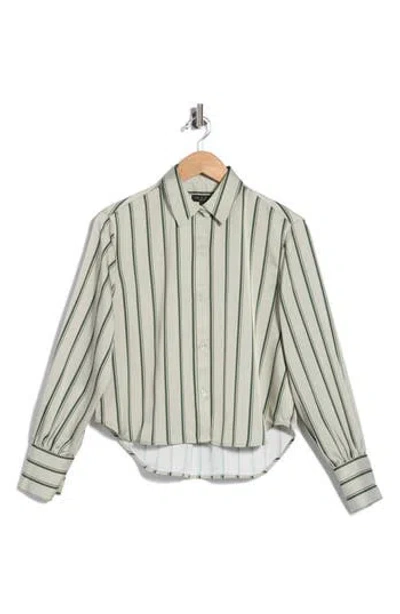 Rag & Bone Andre Striped Satin Shirt In Green